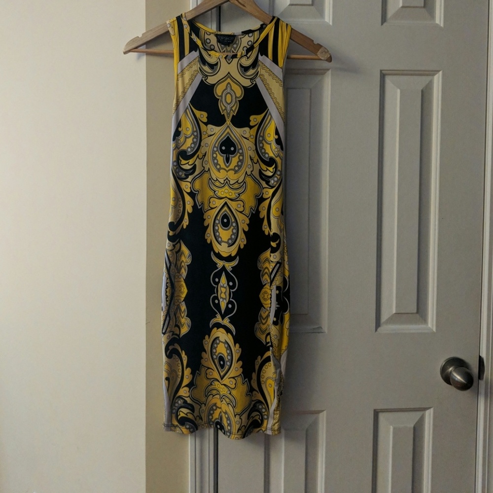 Yellow and black topshop dress size 6